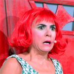 Cara de incredulidad  de Maité  en el espectáculo ALONE